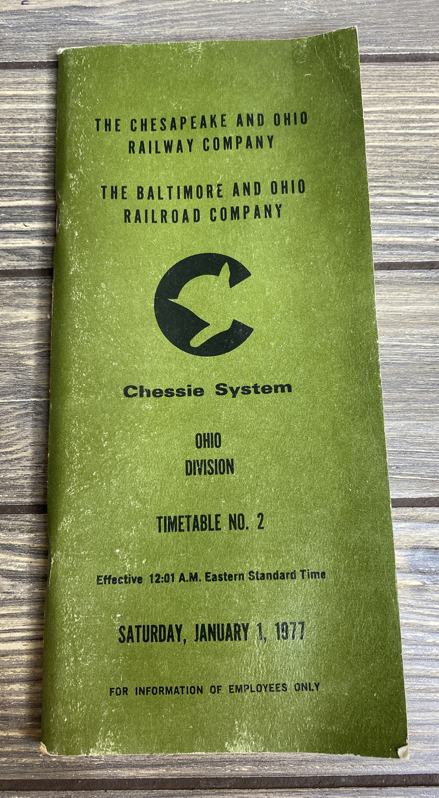 Vintage Chessie System Ohio Division Timetable No 2 January 1, 1977