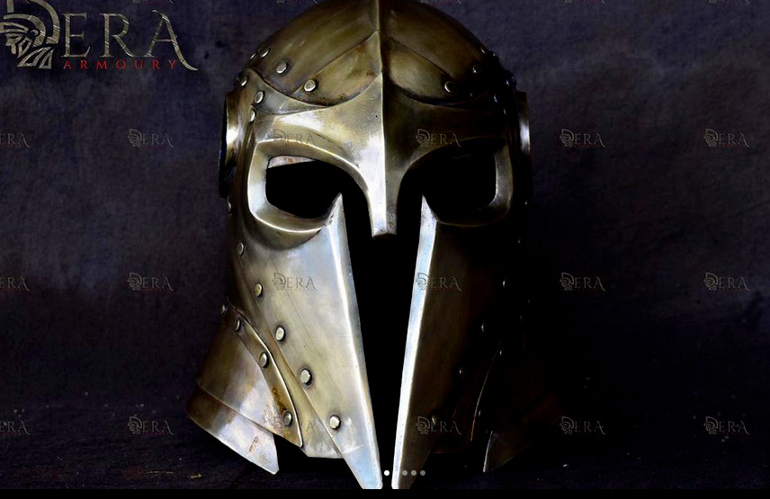 Medieval Steel Metal Dark Knight Helmet with an brass antique finish best gift