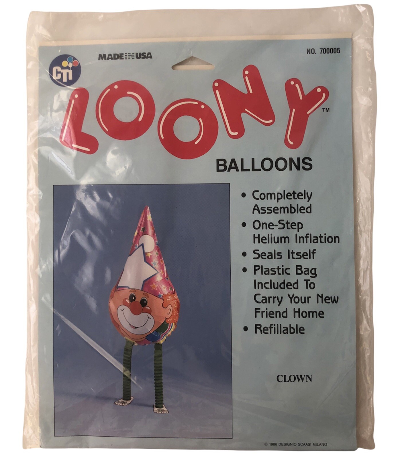 Vintage Clown Loony Balloons Refillable 700005 CTI Industries 1986 USA