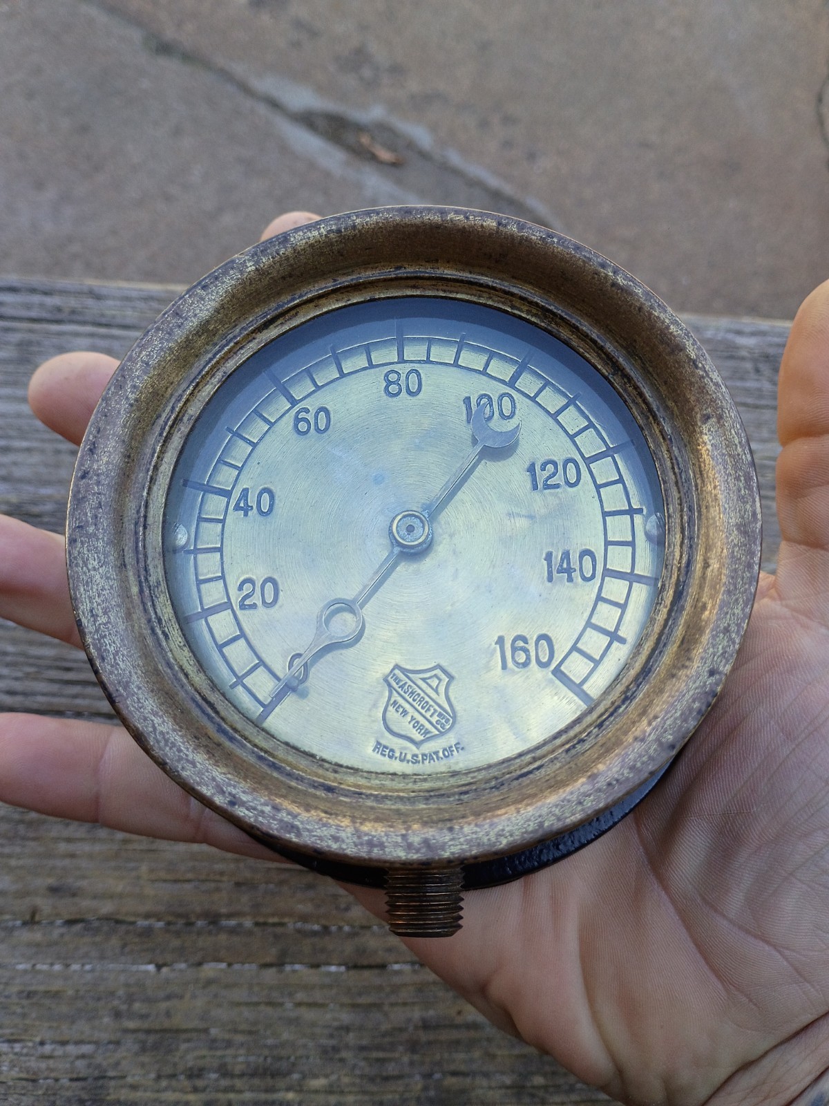 Vintage Ashcroft Mfg. Co. Steampunk Pressure Gauge Brass