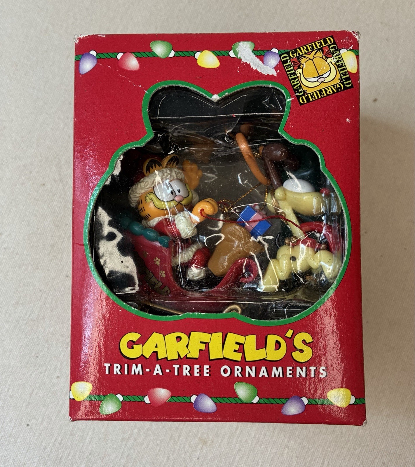 VTG 1996 Garfield As Santa With Odie Trim-A-Tree Christmas Ornament NIB