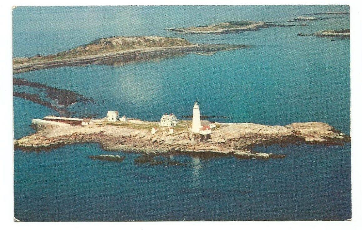 Boston Harbor MA Postcard Massachusetts Lighthouse