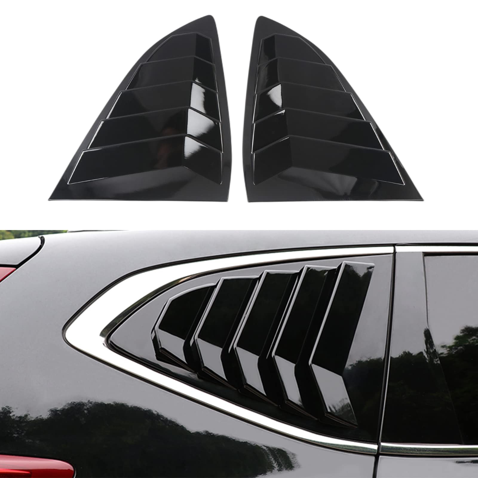 Xhfarce 2Pcs Gloss Black Rear Side Window Louvers for CRV 2017-2022