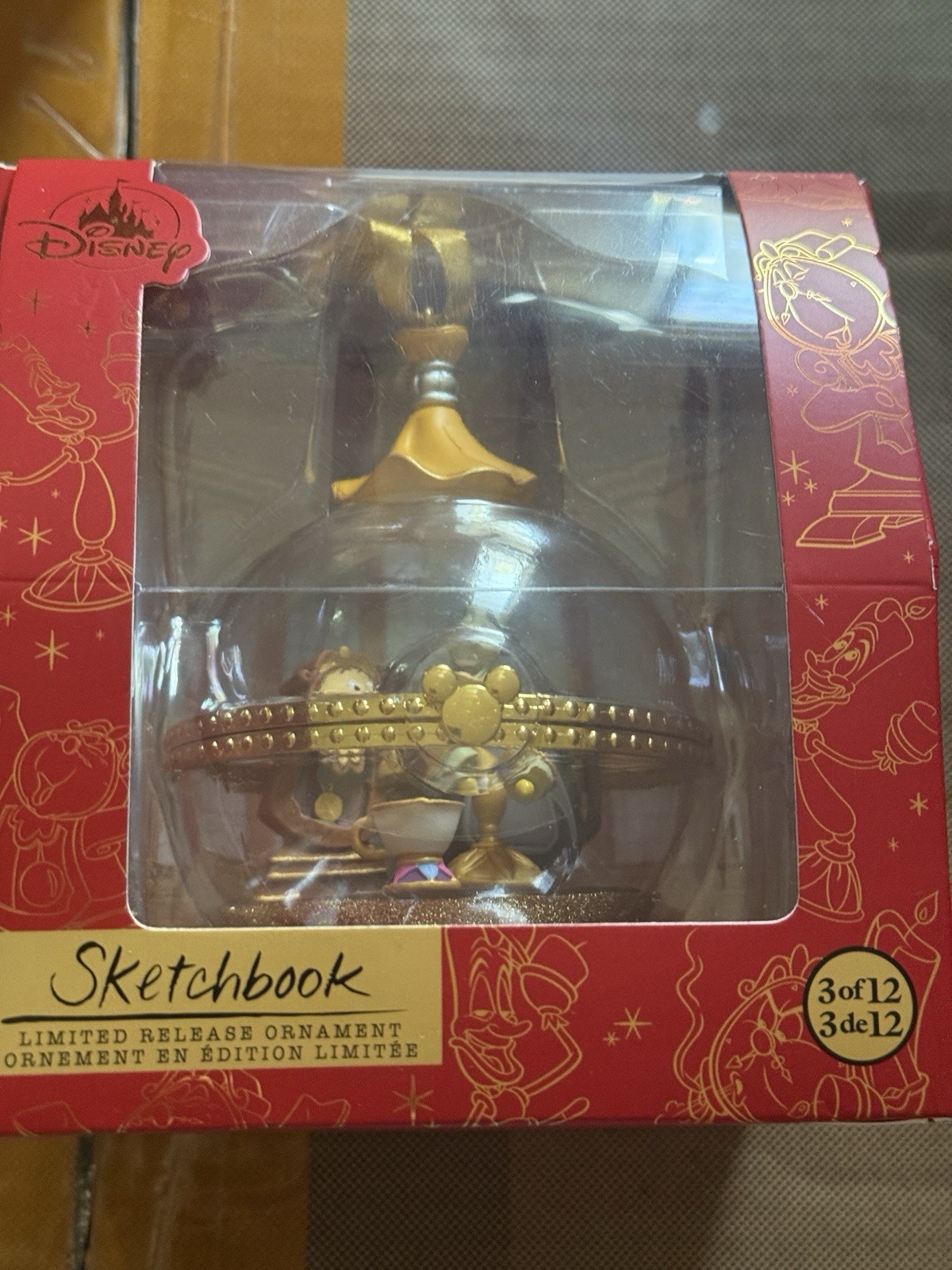 Disney Sketchbook Duos Christmas Ornament Beauty and the Beast Lumiere Cogsworth