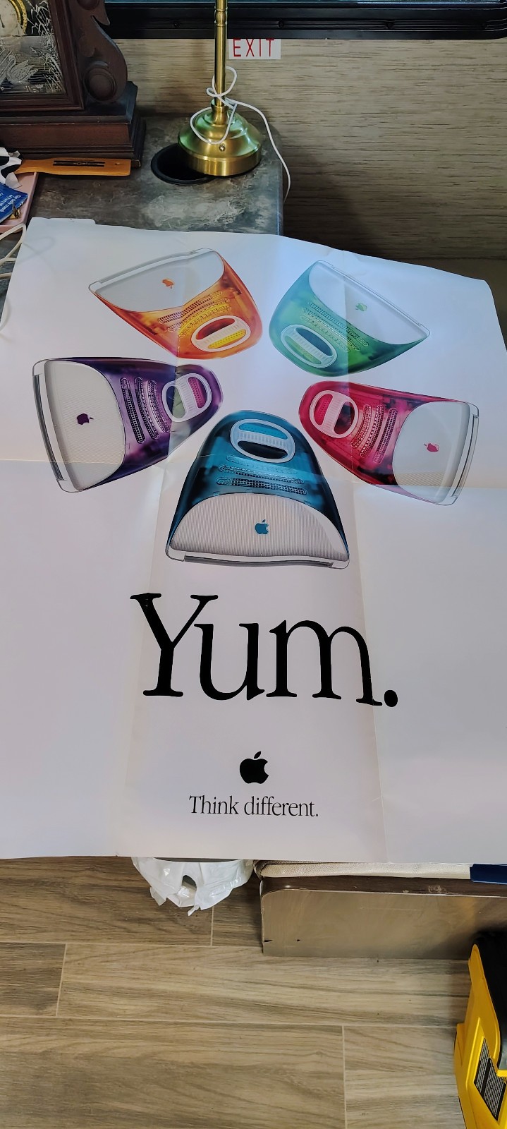 Vtg 1999 APPLE COMPUTER iMac 5 Flavors YUM Poster 22x28” Think Different JOBS