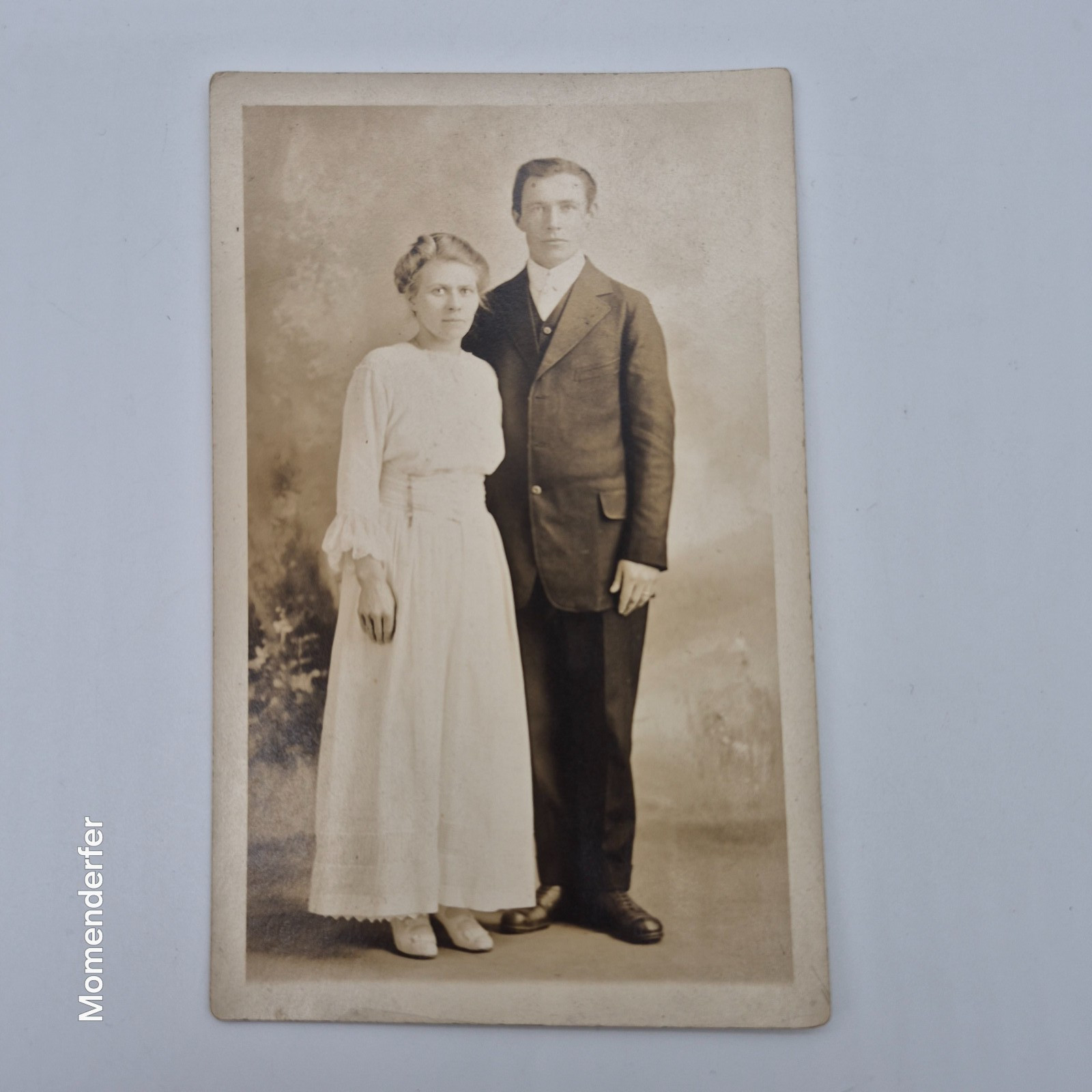 Antique RPPC Couple Studio Portrait Richard Kautto Photographer Fitchburg Mass