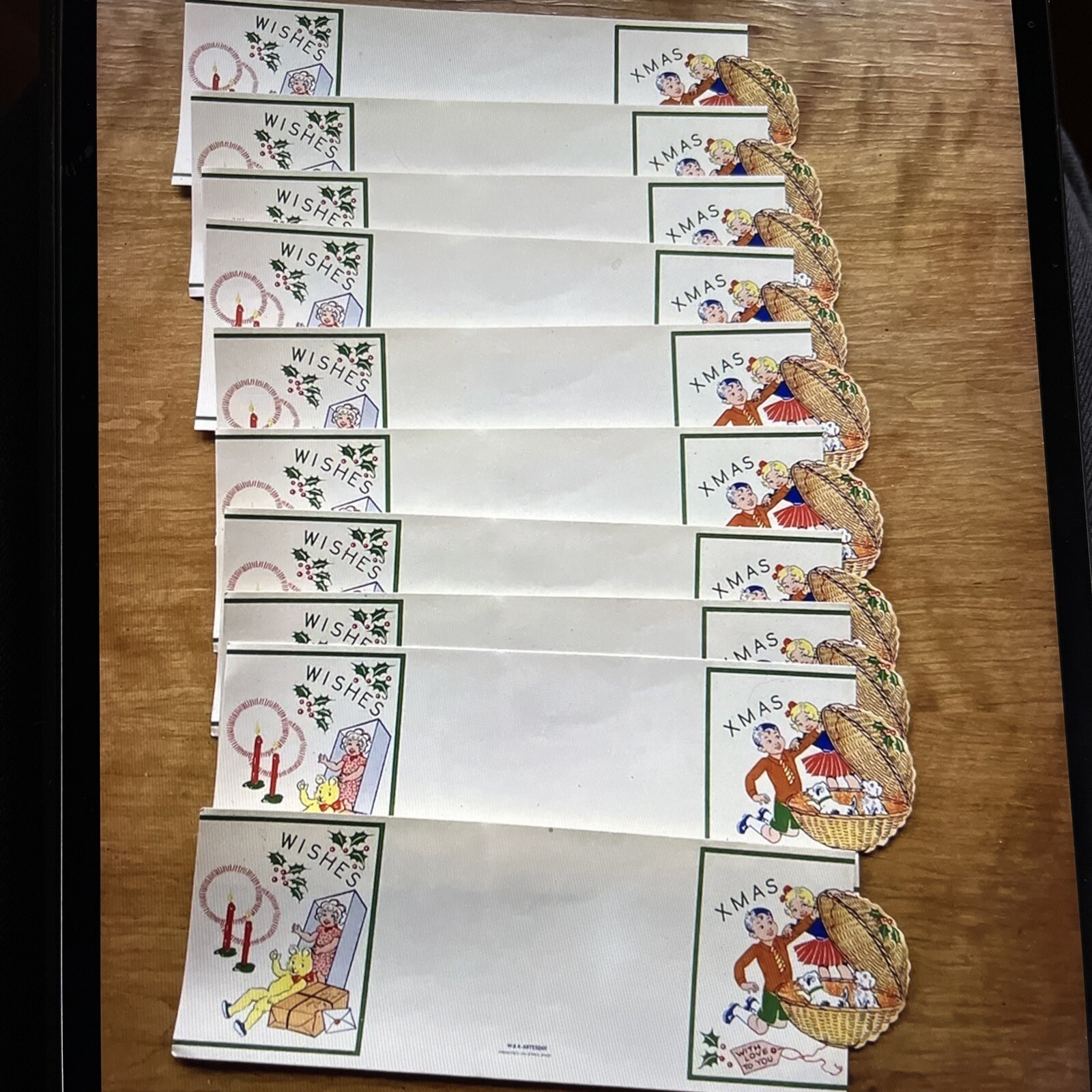 10 W & K Artesque Vintage Christmas Cards Fold Out Beautiful Cards Design 12