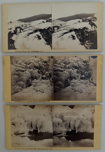 3 Bierstadt Brothers White Mountains NH Winter Stereoviews Mt Washington c1866