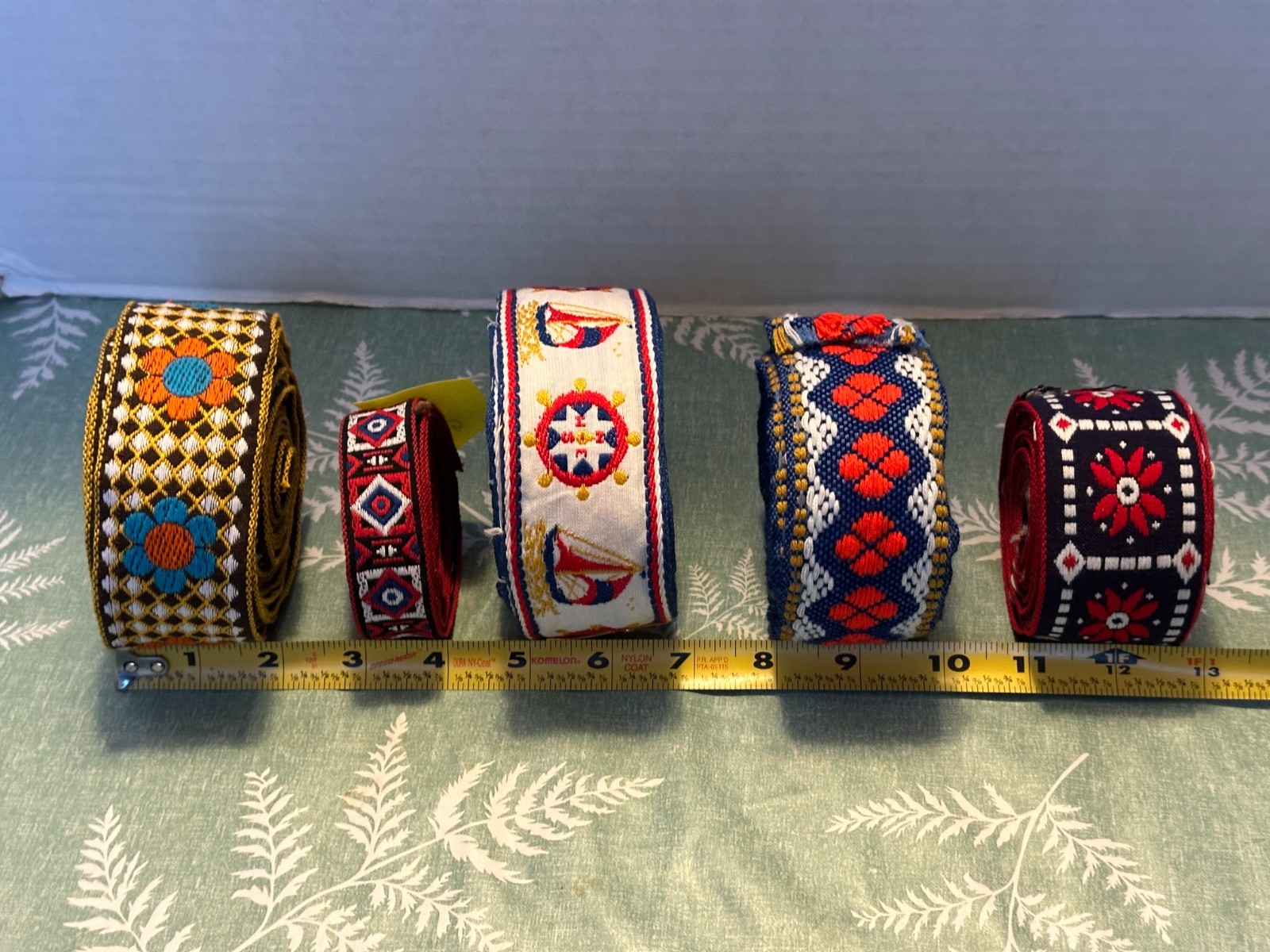 Fabric Trim Woven Boho Hippie Vintage 1970s Wide Fabric Trim Lot #7 Over 17 Yds
