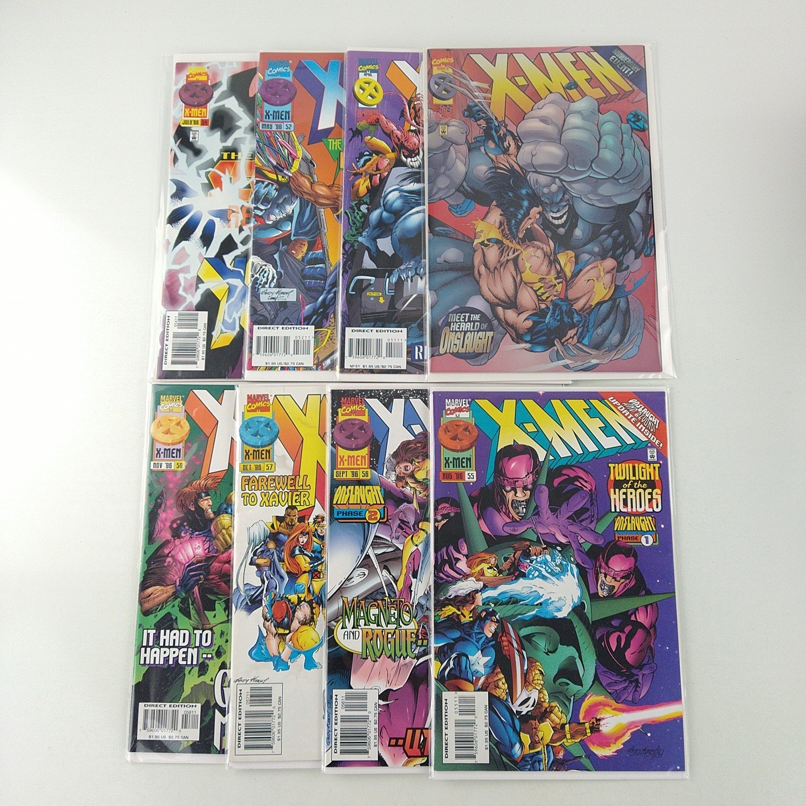 X-Men #50 51 52 54 55 56 57 58 Lot VF+ (1996 Marvel Comics)