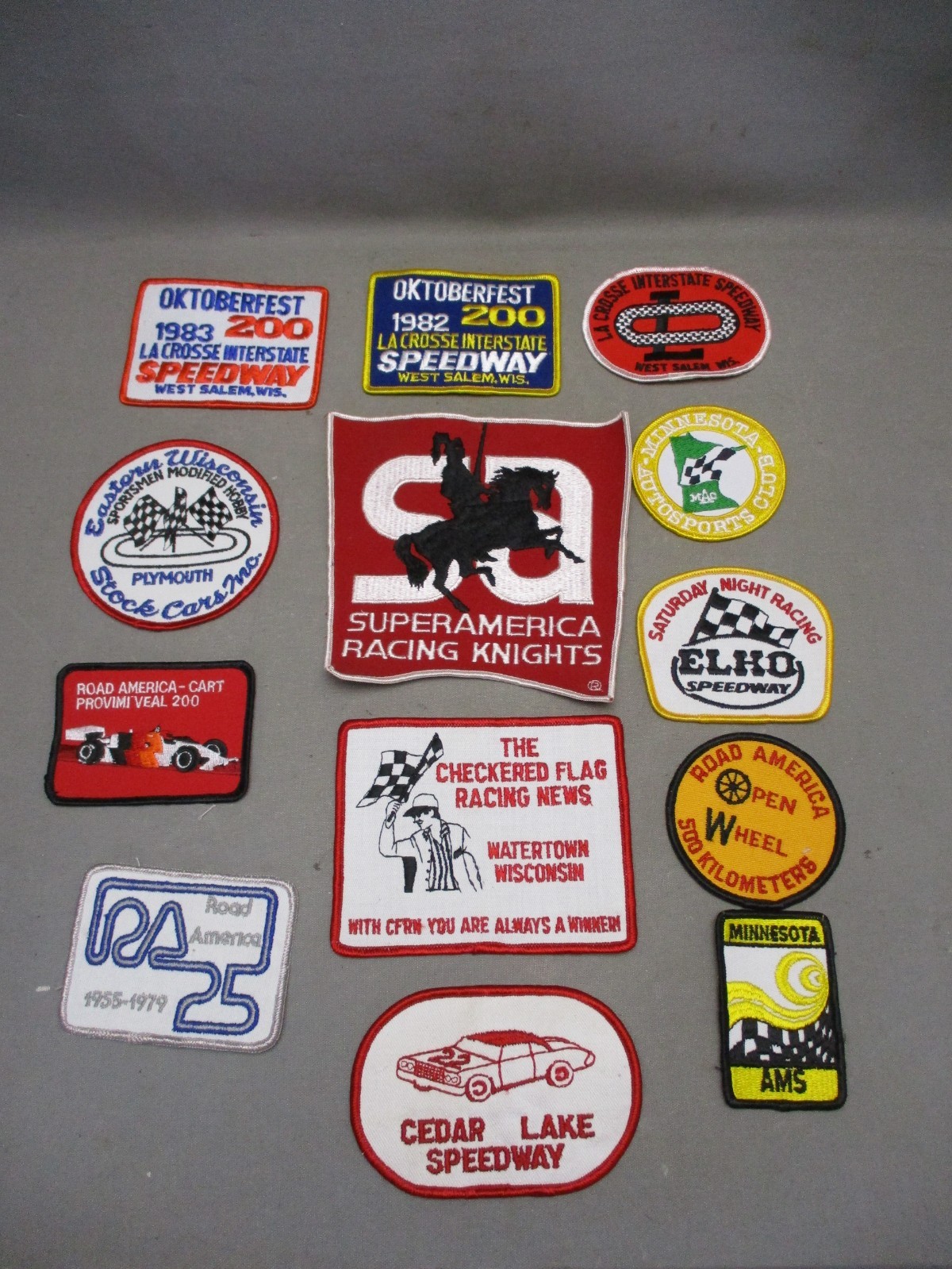 Vintage Racing Patch Lot of 13 Sew On  Nascar Car Road America Speedway Auto