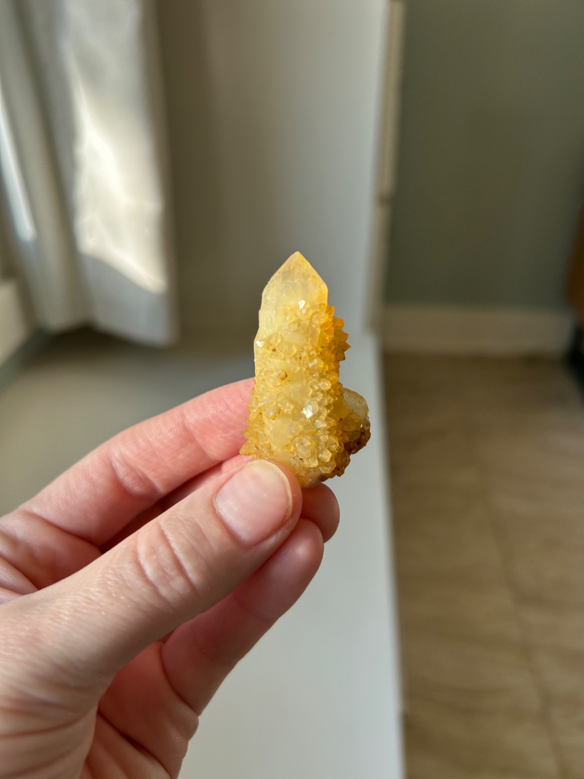 Vibrant Natural Citrine Spirit Quartz Cactus Crystal 21g 1.75 Inches
