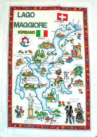 Lago (Lake) Maggiore Souvenir Linen Tea Towel - Kitchen Towel, Made in Italy Lago (Lake) Maggiore Souvenir Linen Tea Towel - Kitchen Towel, Made in Italy
