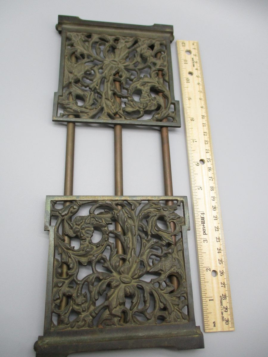 Art Nouveau Expanding Brass Finish Book Ends Scroll Book Stand DEVIL FACE BIRD