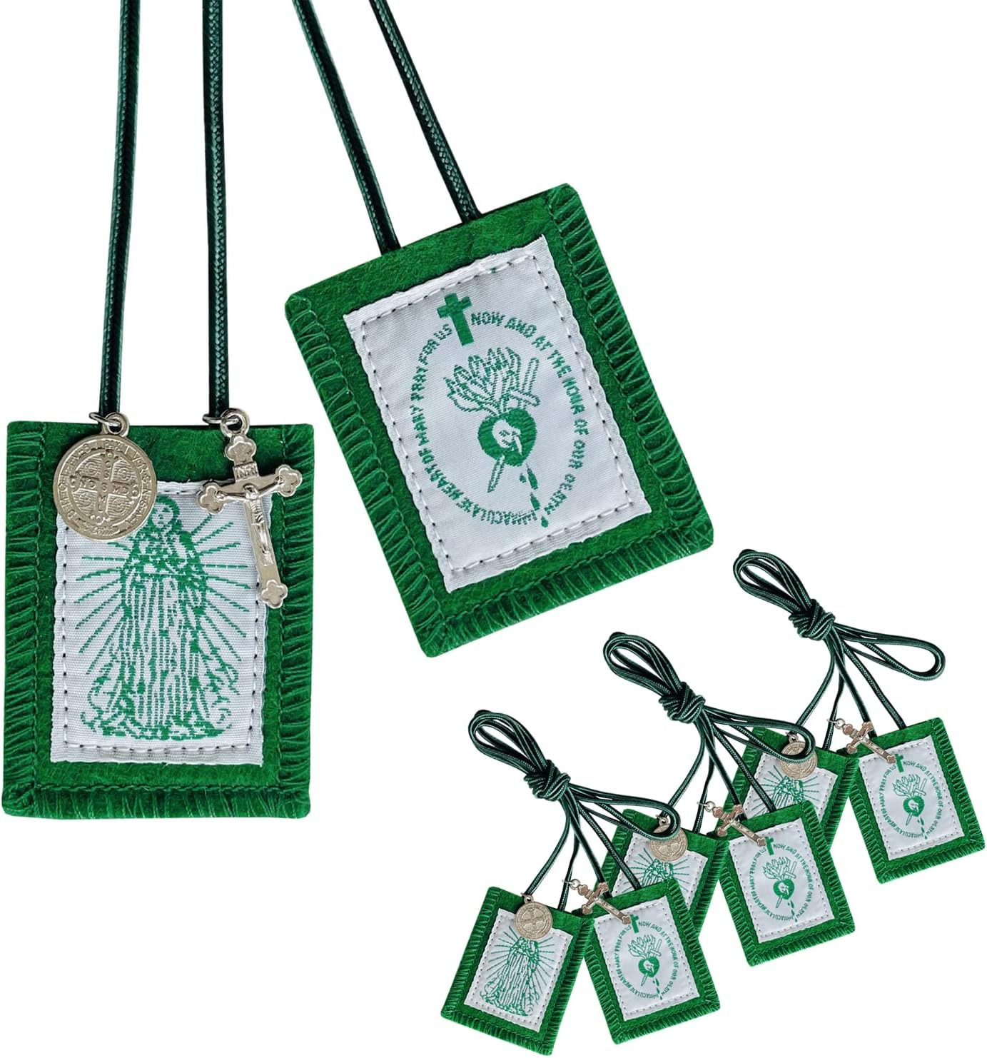 Green Scapular 3 Pack Bulk Scapulars Catholic of Immaculate Heart of Mary Green