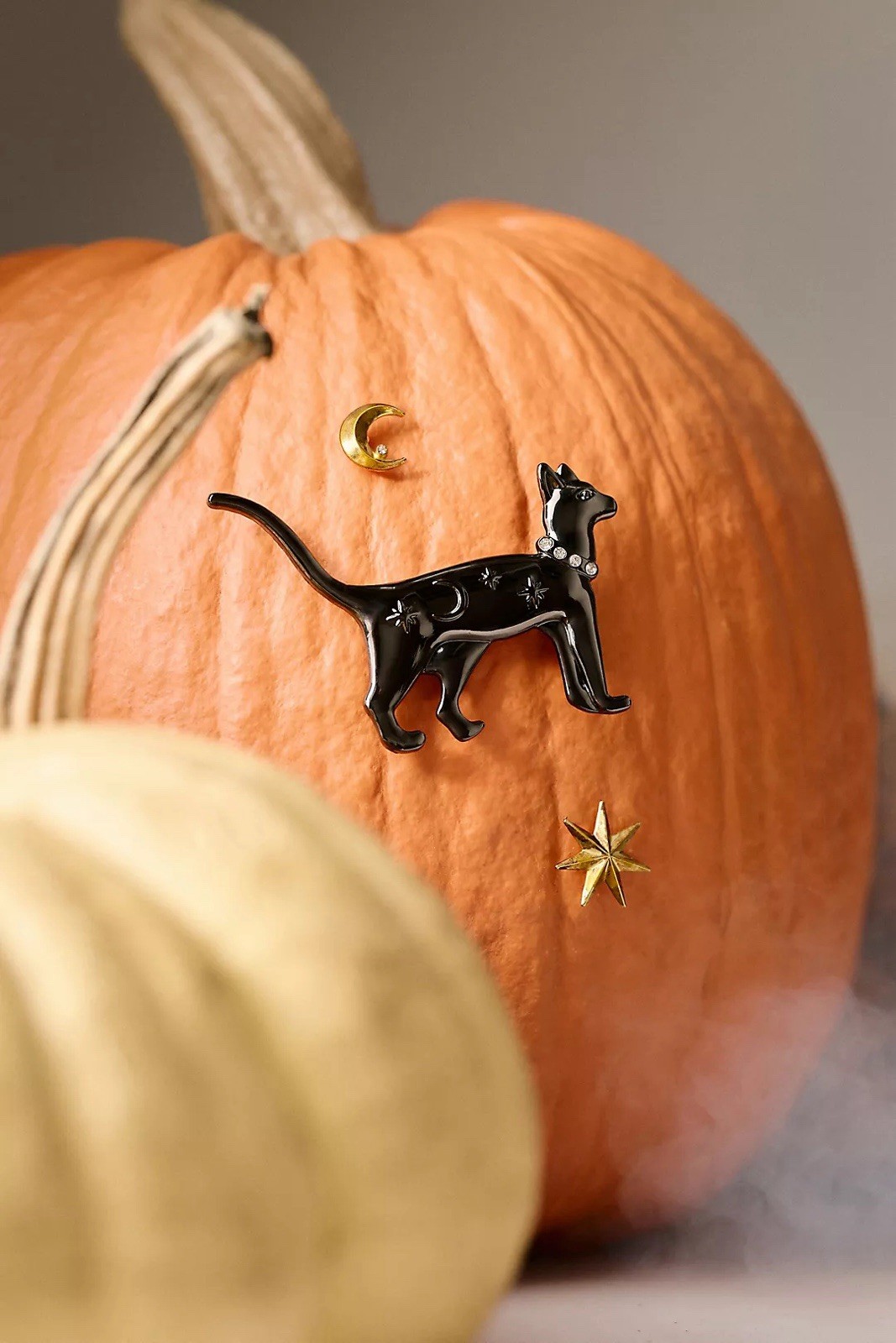 Anthropologie Halloween Black Cat Star Moon Pumpkin Pin Charms Decor NWT
