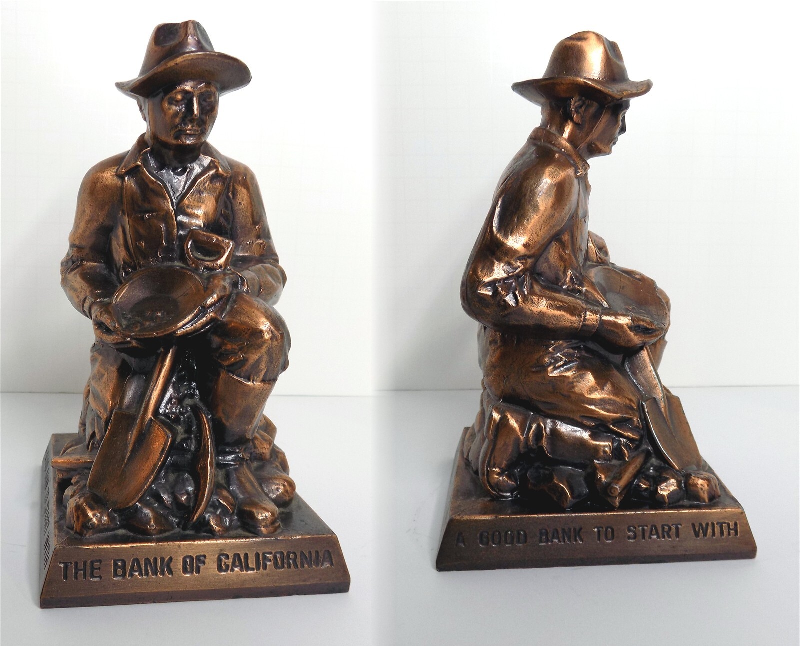 ViTG Banthrico The Bank of California Iconic Gold Miner w/Pan & Shovel w/ KEY ViTG Banthrico The Bank of California Iconic Gold Miner w/Pan & Shovel w/ KEY