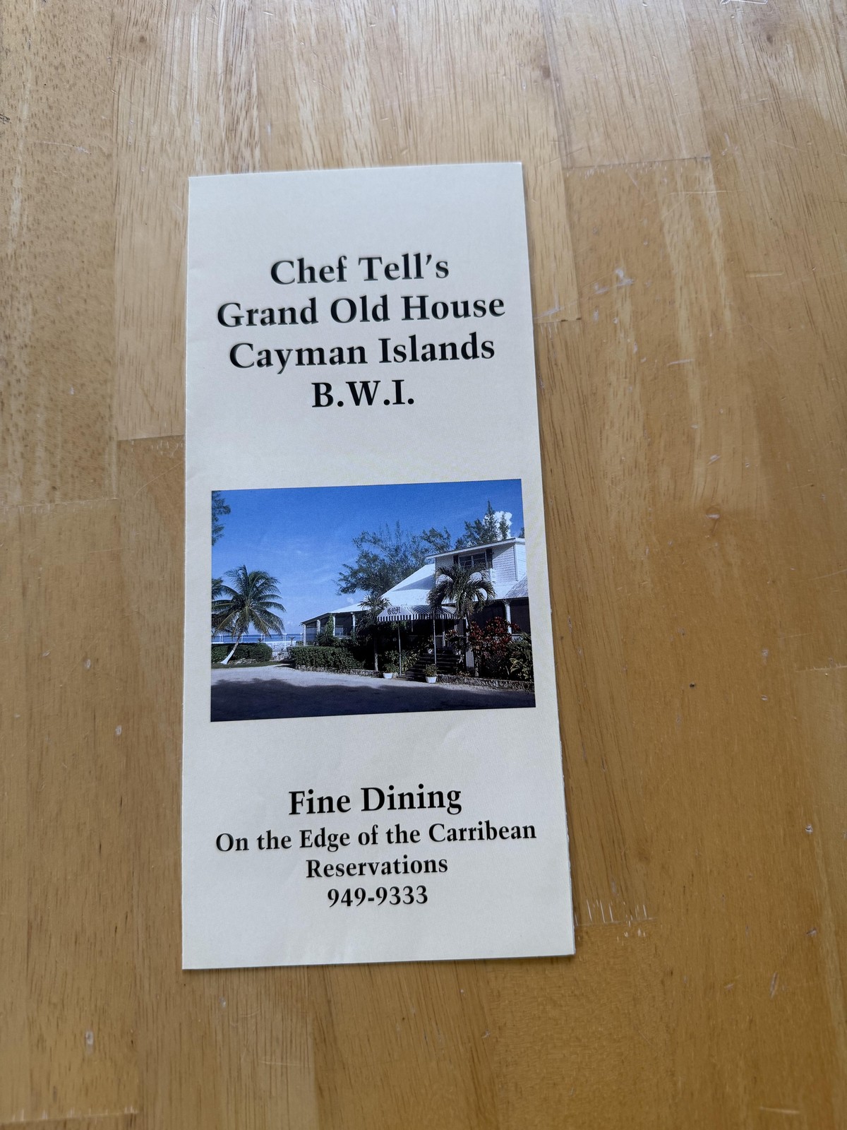 Vintage Chef Tell\'s Grand Old House Cayman Islands Fine Brochure BWI Caribbean