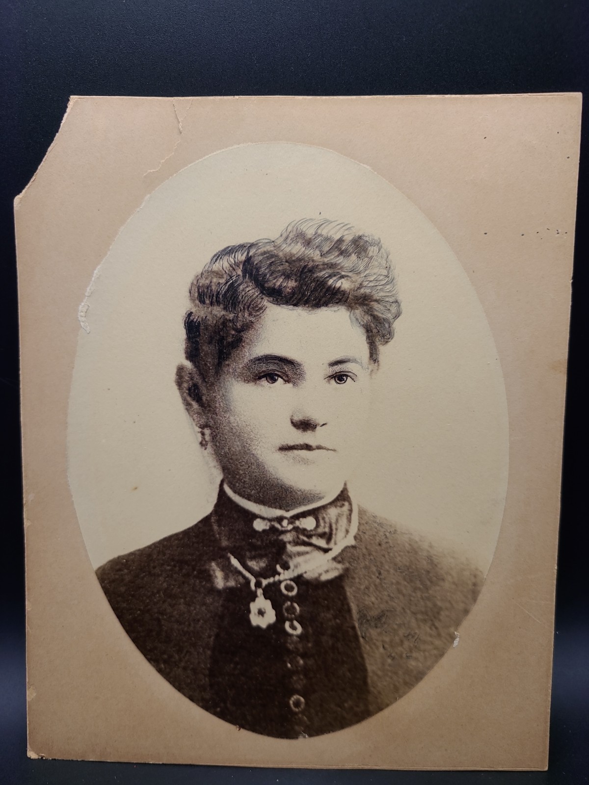 Antique Victorian Woman Portrait Fraternal Medals Insignia 19th Century Photo