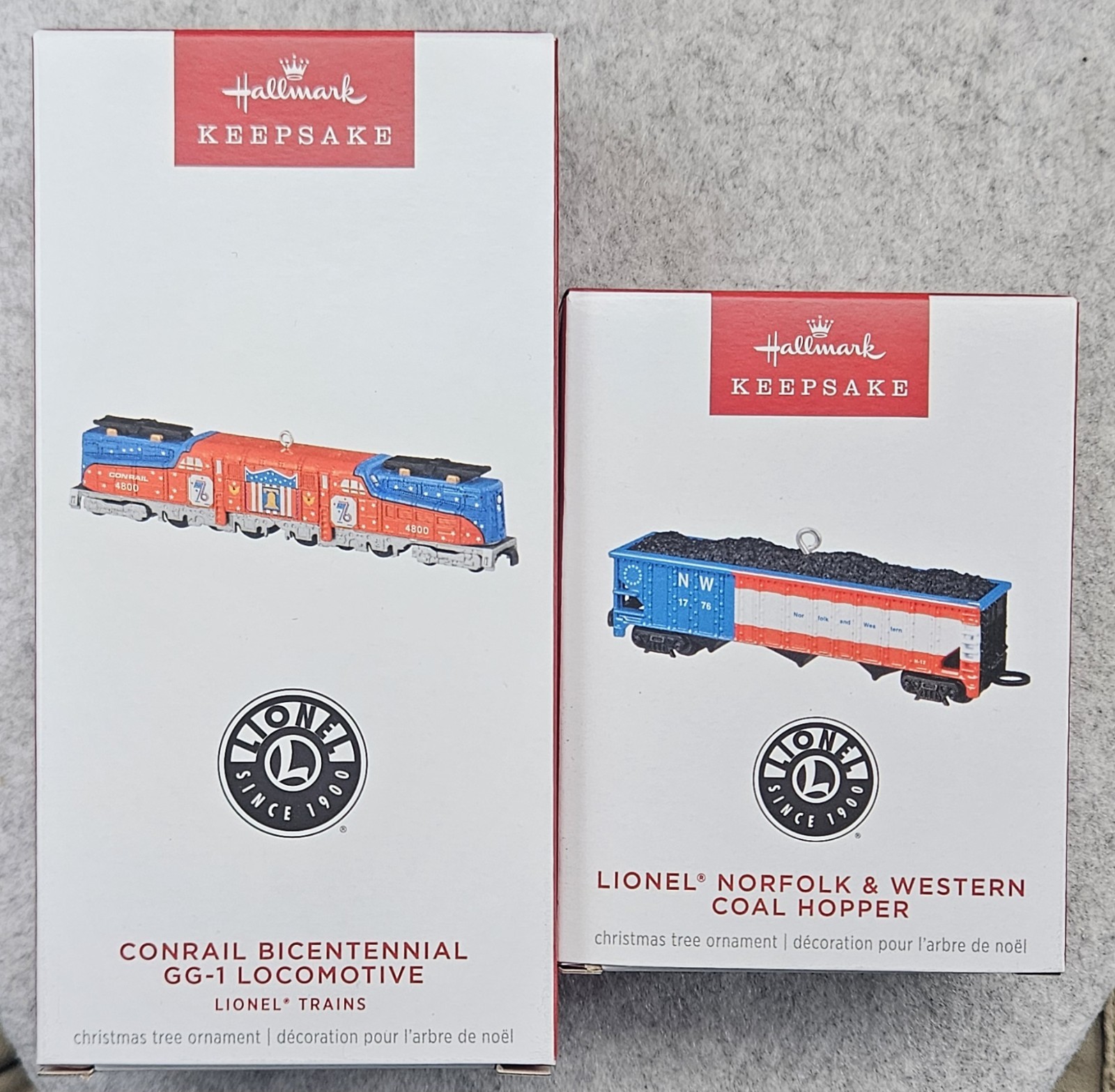 2026 Hallmark Keepsake Lionel Train Ornaments - Bicentennial GG & Coal Hopper 