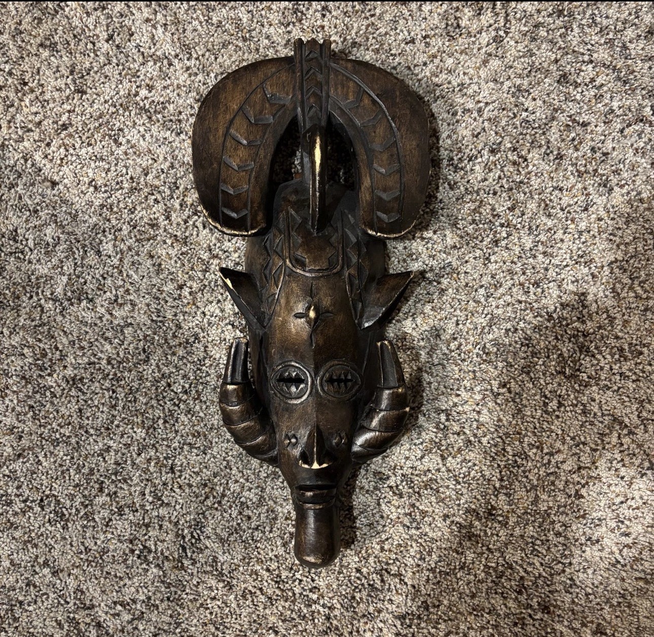 Vintage Hand-Carved African Wood Mask – Elongated Face