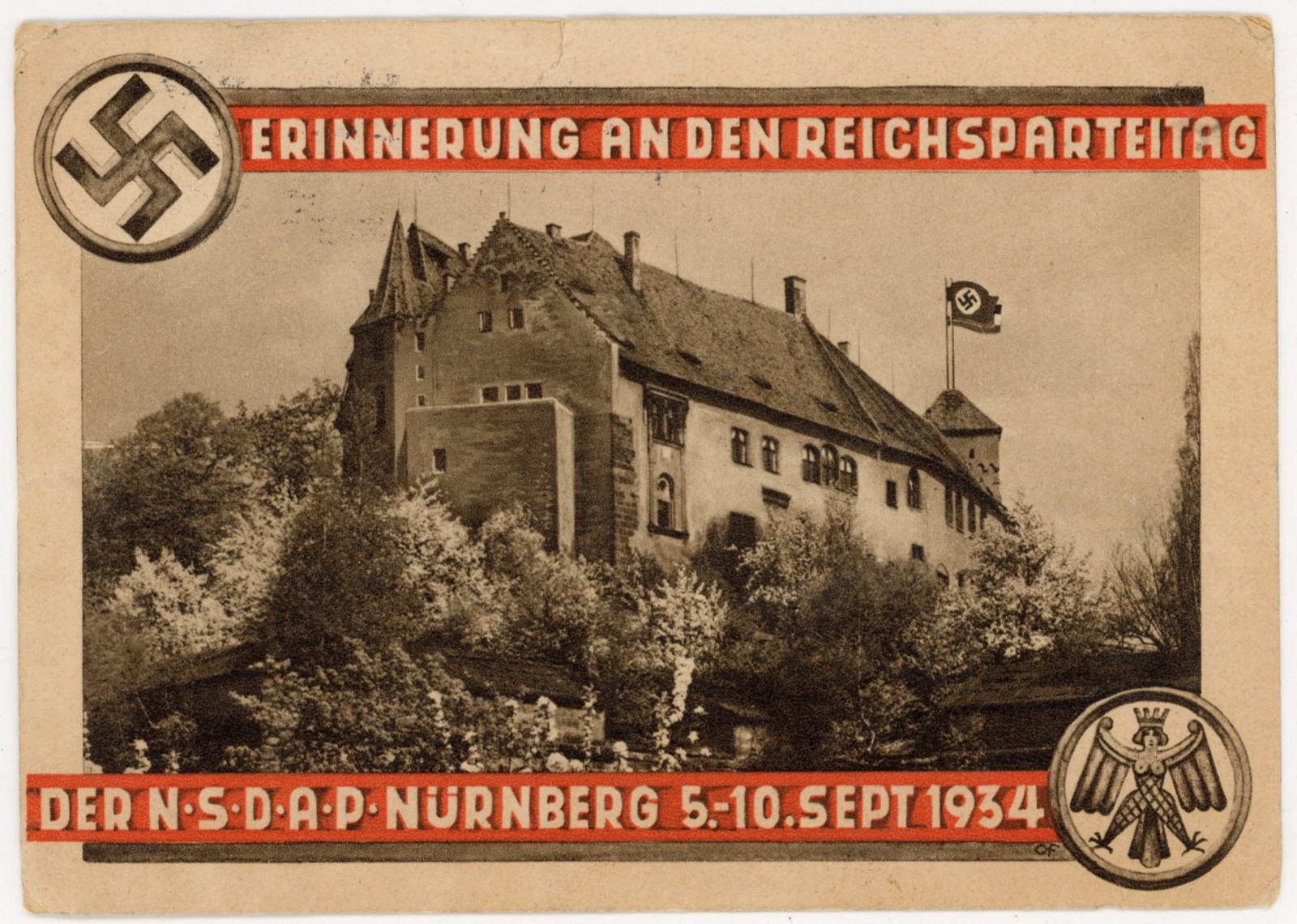 1934 Nuremberg Germany NSDAP Reichsparteitag Postcard + Special Slogan Cancel