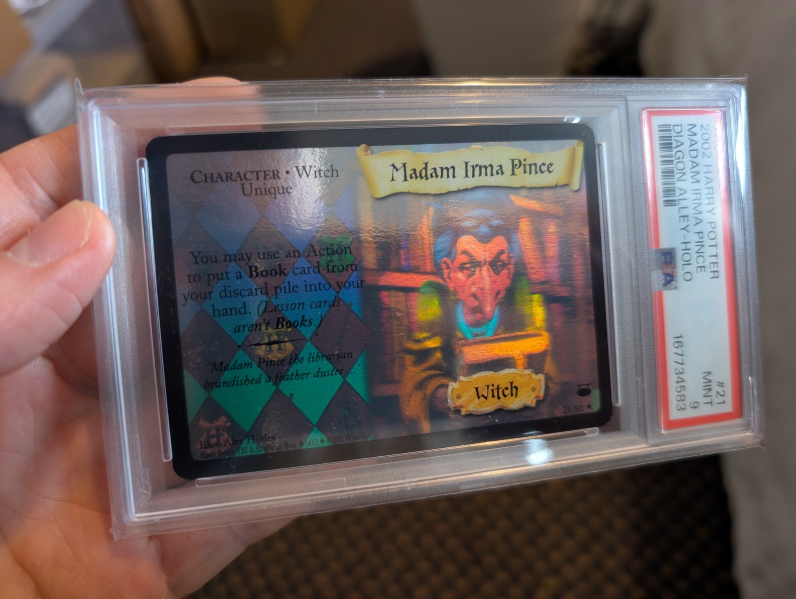 Harry Potter TCG Madam Irma Pince Holo PSA 9 Mint Diagon Alley WOTC POP 18