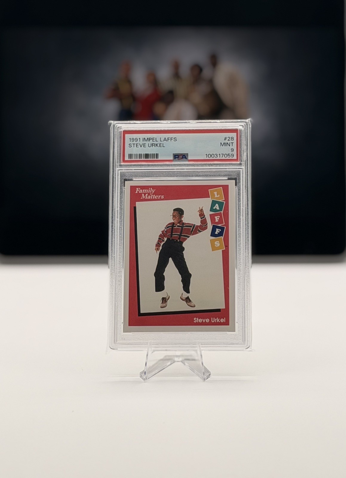 Impel 1991 Laffs Family Matters Steve Urkel #28 PSA 9 Graded Trading Card