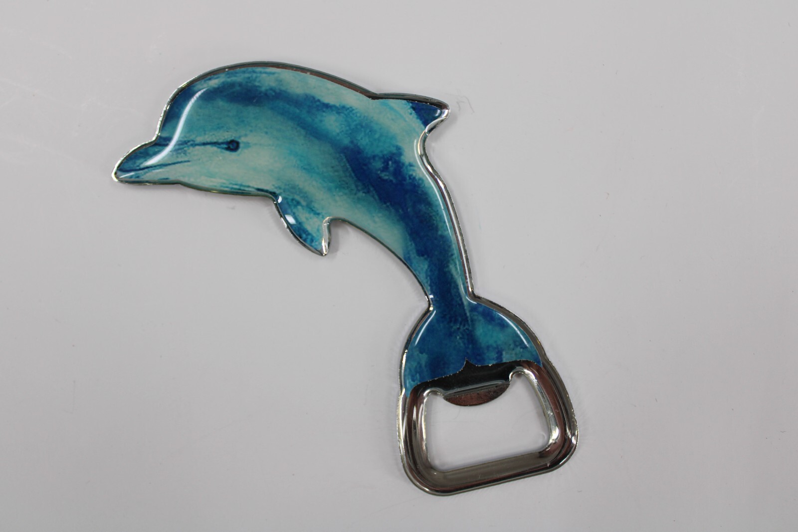 Magnetic Bottle Opener Metal Bottlenose Dolphin Shape Blue Shades Dolphin Themed