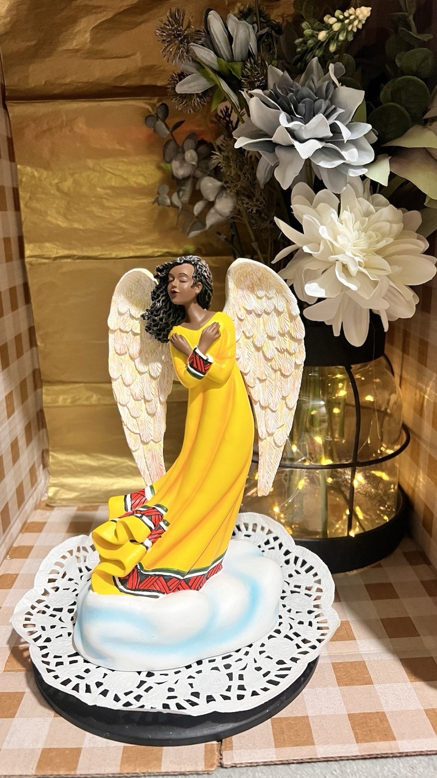 Beautiful African American Angel-Cloud figurine by Sylvia Walker+Gift Ready $4
