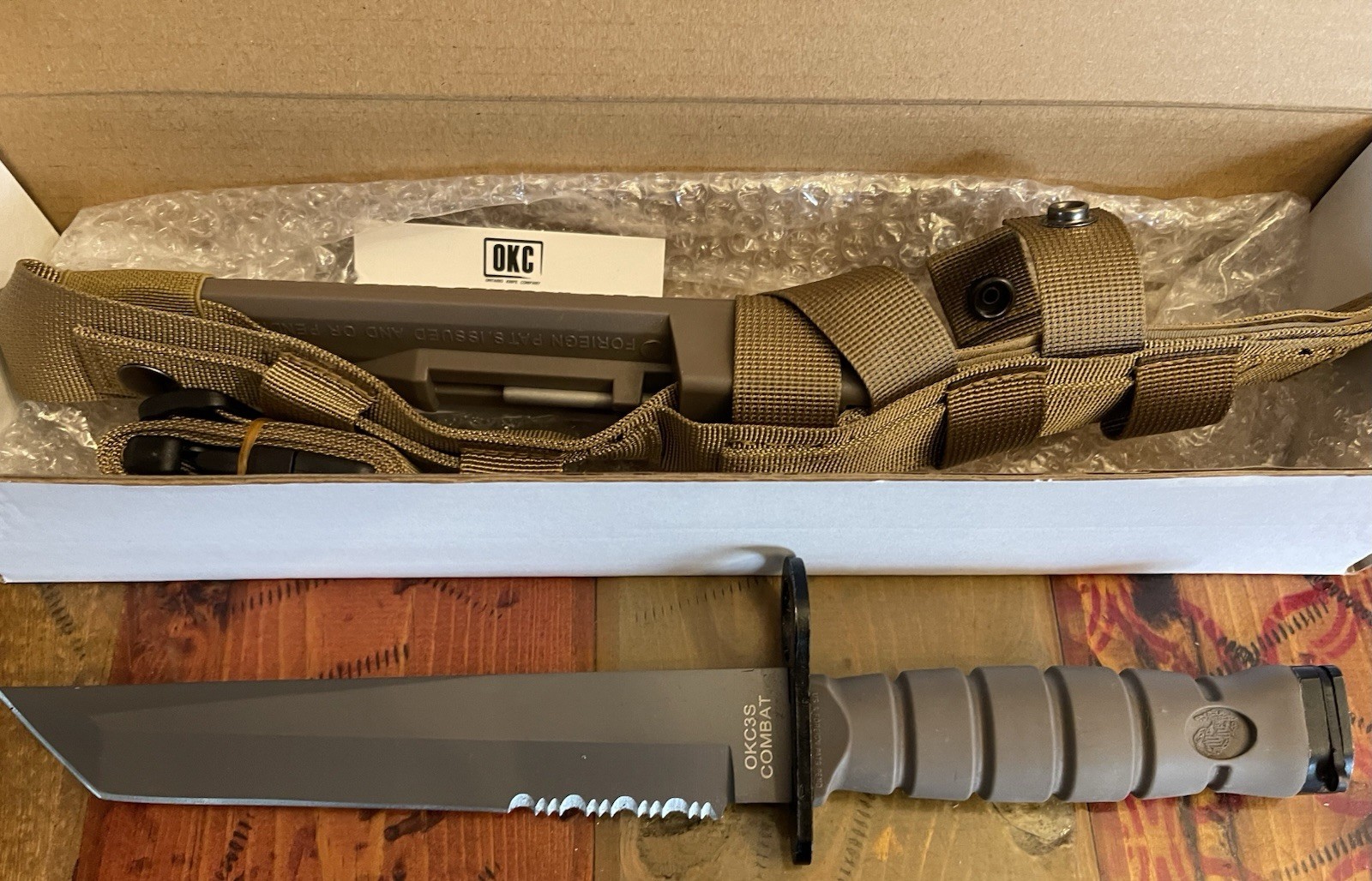 Ontario BAYONET OKC3S USMC Tan Combat 8\ Ontario BAYONET OKC3S USMC Tan Combat 8\