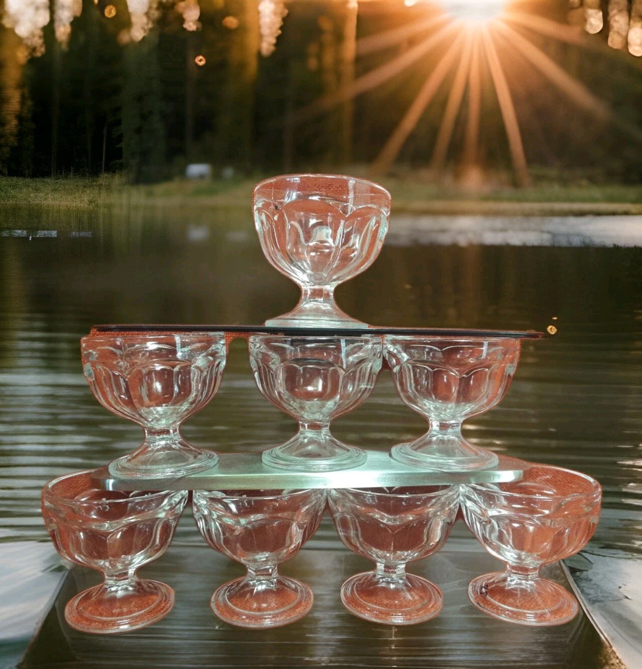 Anchor Hocking Ice Cream Sundae Dish Clear Footed 3