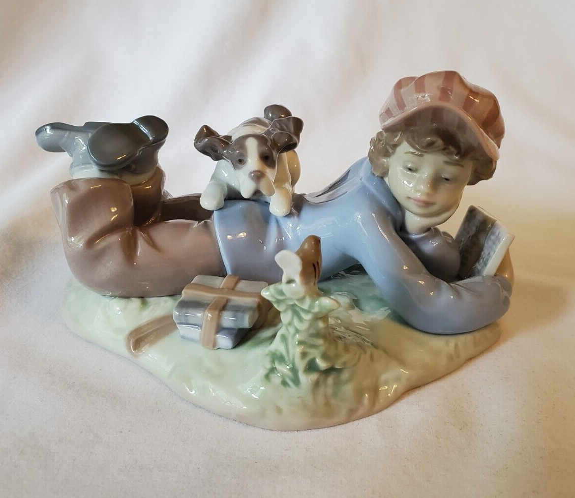 Lladro Porcelain Figurine Study Buddies 5451 Boy with Dog RETIRED