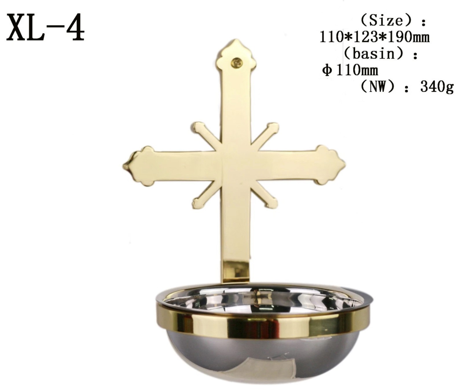 Custom Holy Water font Brass Cross Beautiful Basin φ110mm