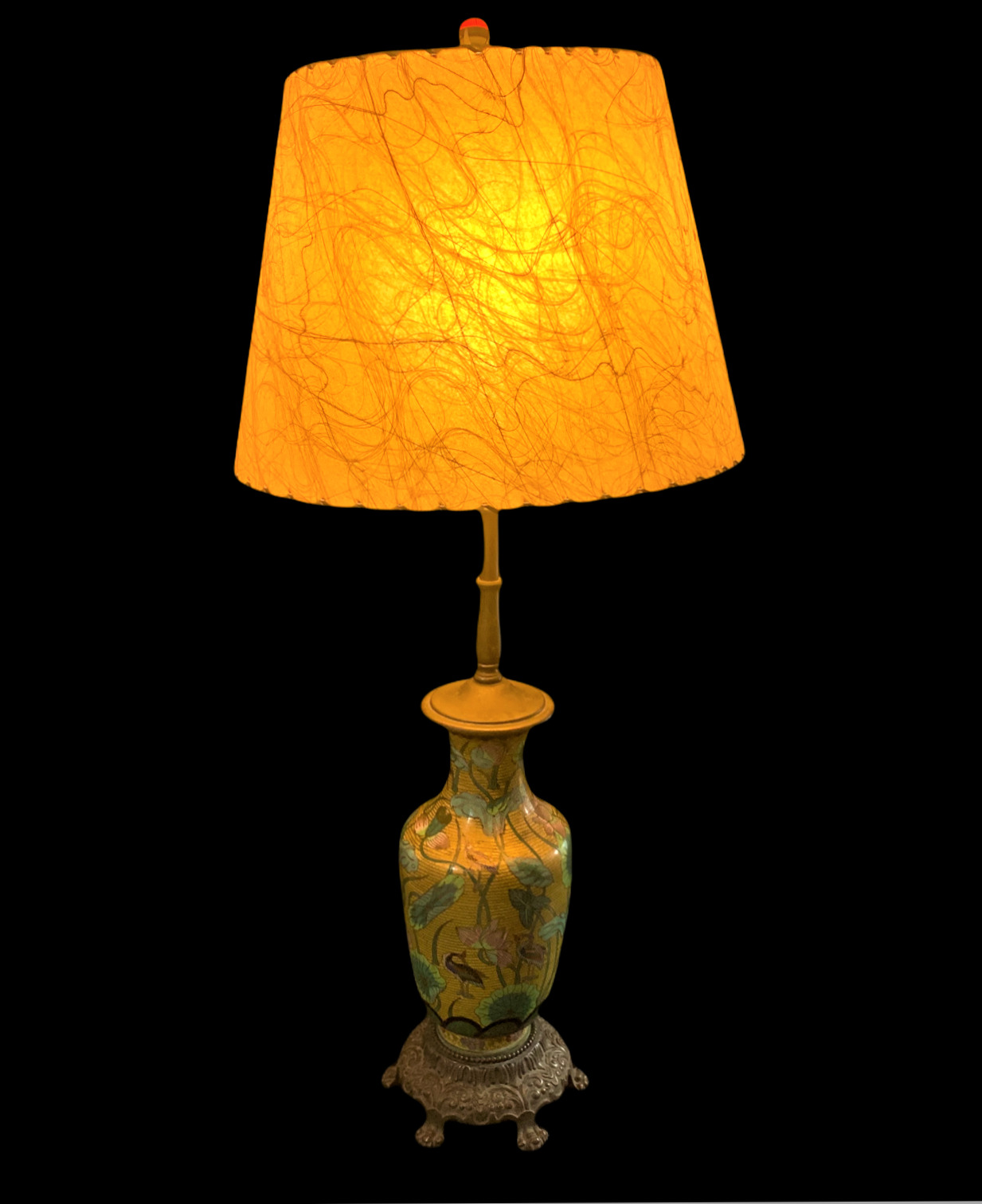 Vintage Cloisonné/Champlevé Enamel On Metal Oriental Ginger Style Table Lamp