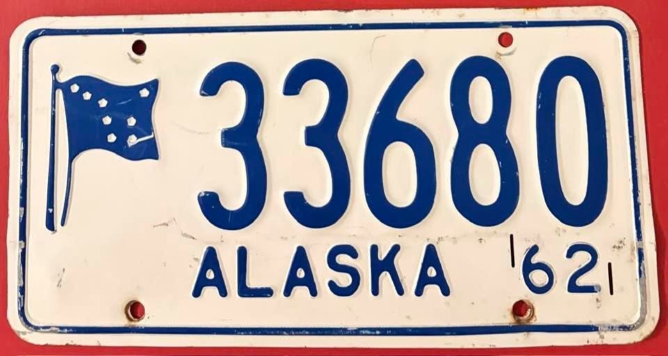 Vintage 1962 Alaska License Plate 33680