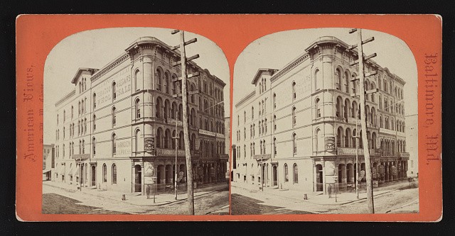 Photo:Baltimore MD 1860s Edifice Building Streetcar Stereoview W M Chase