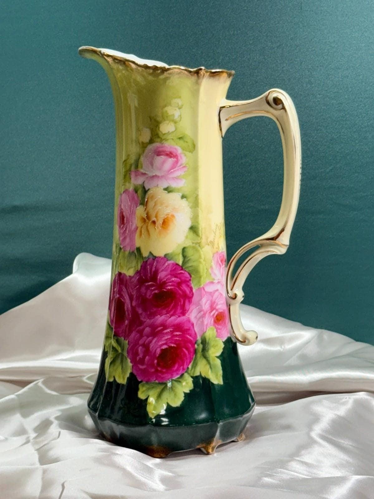 Antique bavarian porcelain tankard pitcher