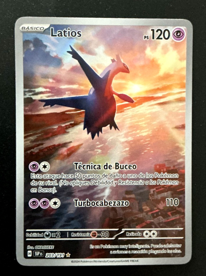 Latios 203/191 Surging Sparks Sparkling IR Spanish NM Pokemon Card
