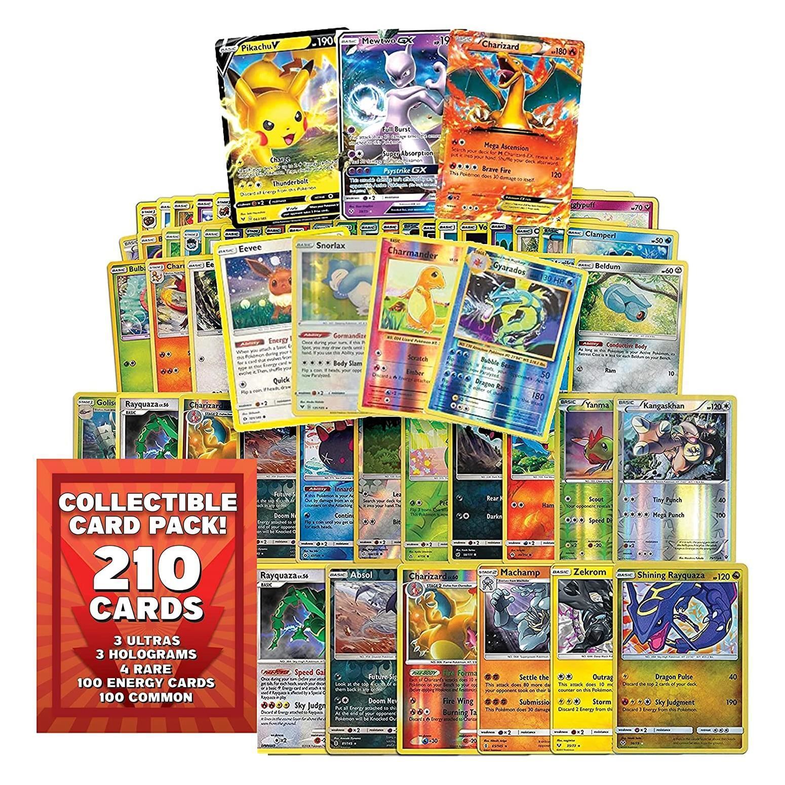 Pokémon Trading Cards 210ct Assorted 3 GX 3 Hologram 4 Rare Collectible Pack