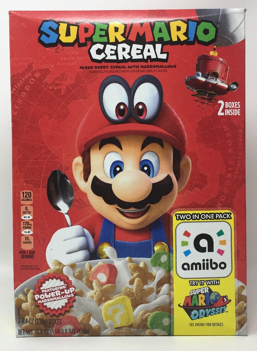 Amiibo Super Mario Odyssey Mixed Cherry Cereal Featuring Power-Up Marshmallows Amiibo Super Mario Odyssey Mixed Cherry Cereal Featuring Power-Up Marshmallows