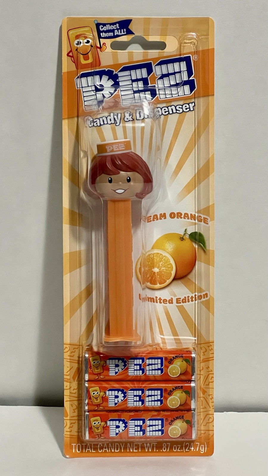 PEZ Presenter Girl Orange Dispenser 2024 PEZ.COM EXCLUSIVE RETIRED MOC