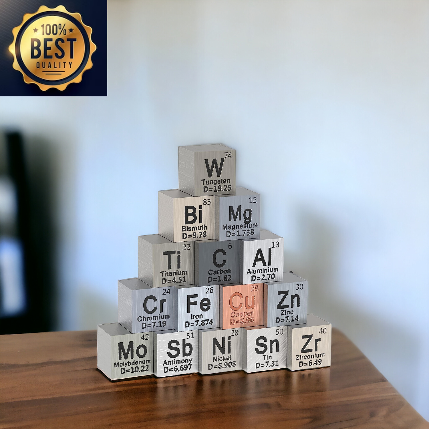 15Pc Cubes Metal Element Density Cube Set for a Periodic Table of Elements Colle
