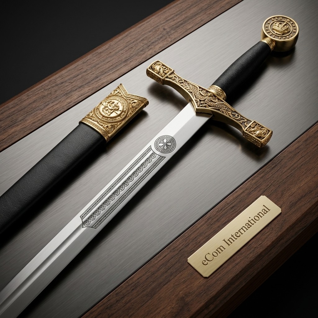 Premium Excalibur King Arthur Medieval Longsword Gold Tone With Scabbard Gift