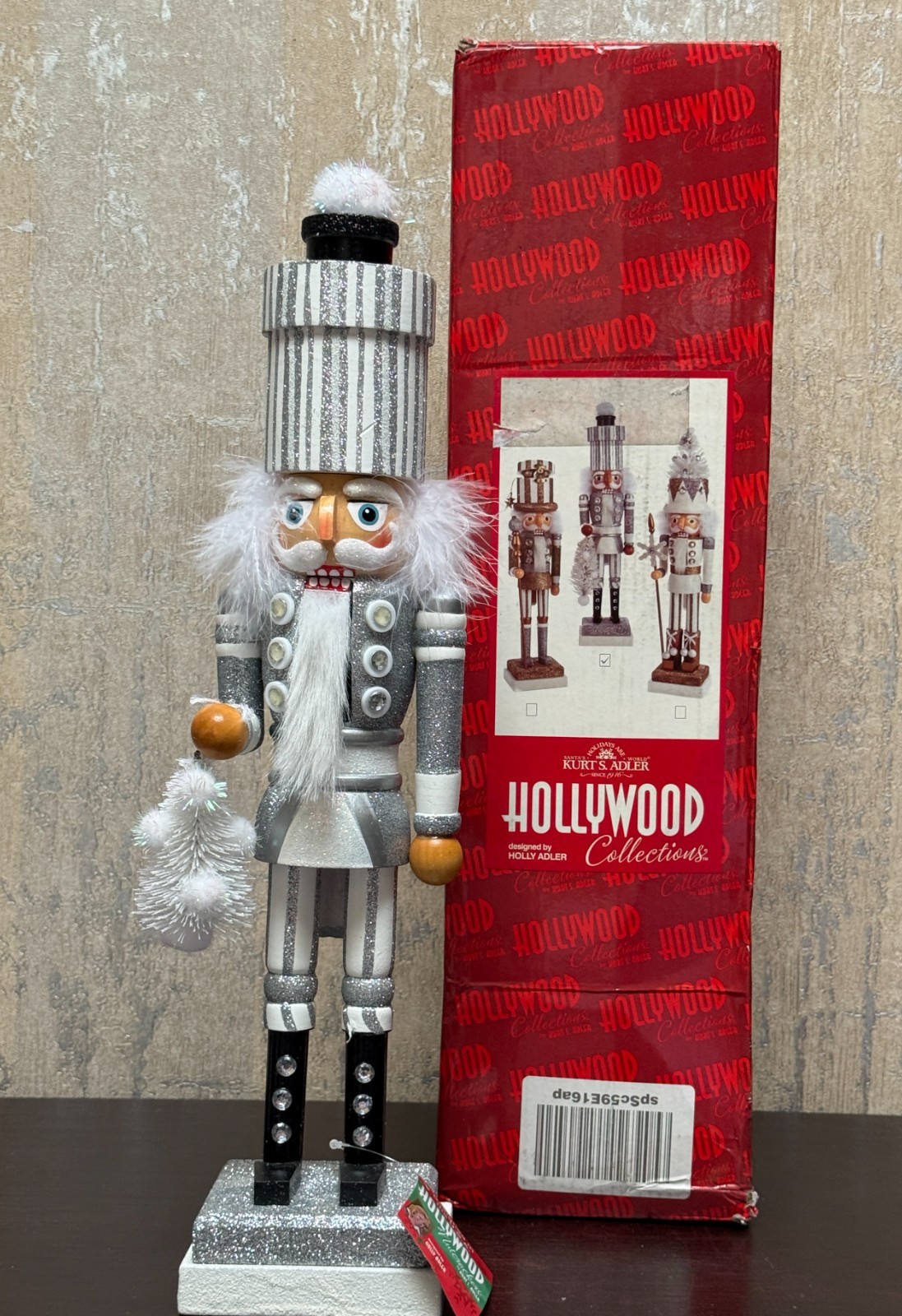 Kurt S. Adler Hollywood Collection Nutcracker by Holly Adler Silver & White Box Kurt S. Adler Hollywood Collection Nutcracker by Holly Adler Silver & White Box
