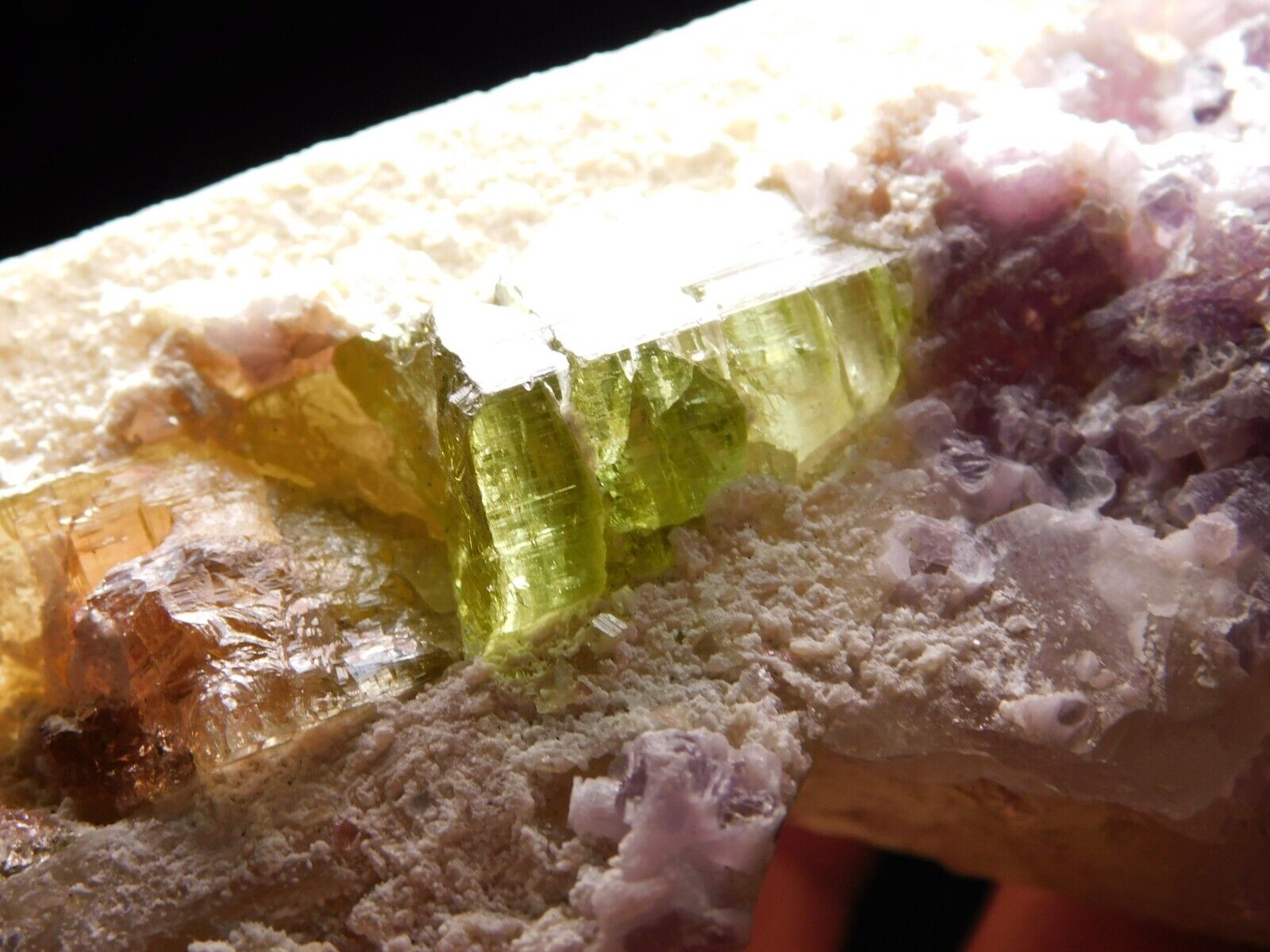 Watermelon Tourmaline Crystal on a Larger Quartz Crystal with Lepidolite 369gr