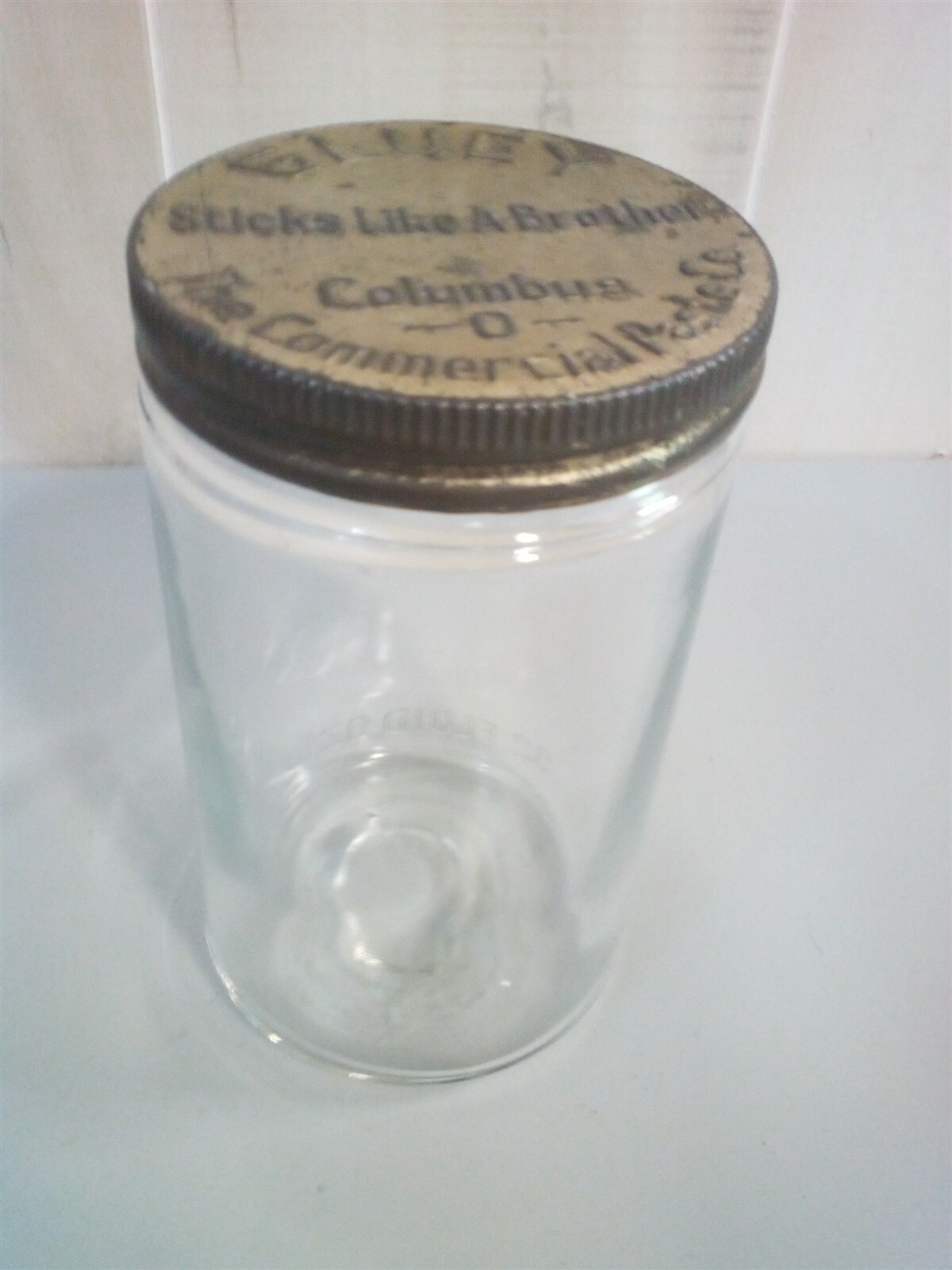 Gluey Vintage Paste Jar 32oz Clear Glass With Lid