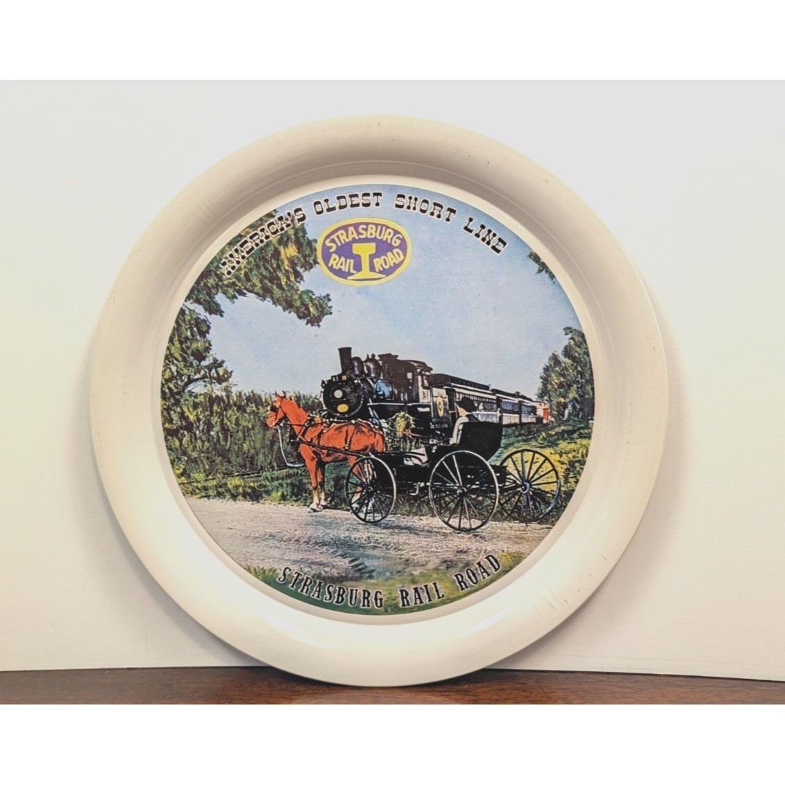 Vintage Strasburg Rail Road Metal Souvenir Tray 11\