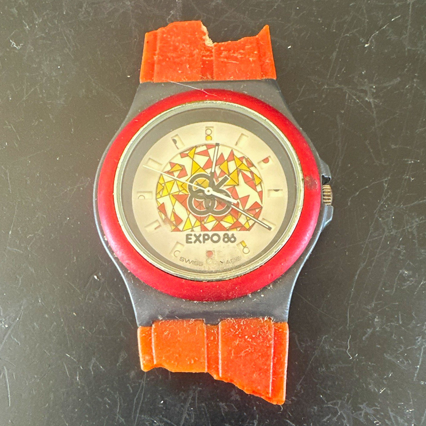 Expo 86 Swiss Made Wristwatch 1986 Vancouver World’s Fair Orange Strap