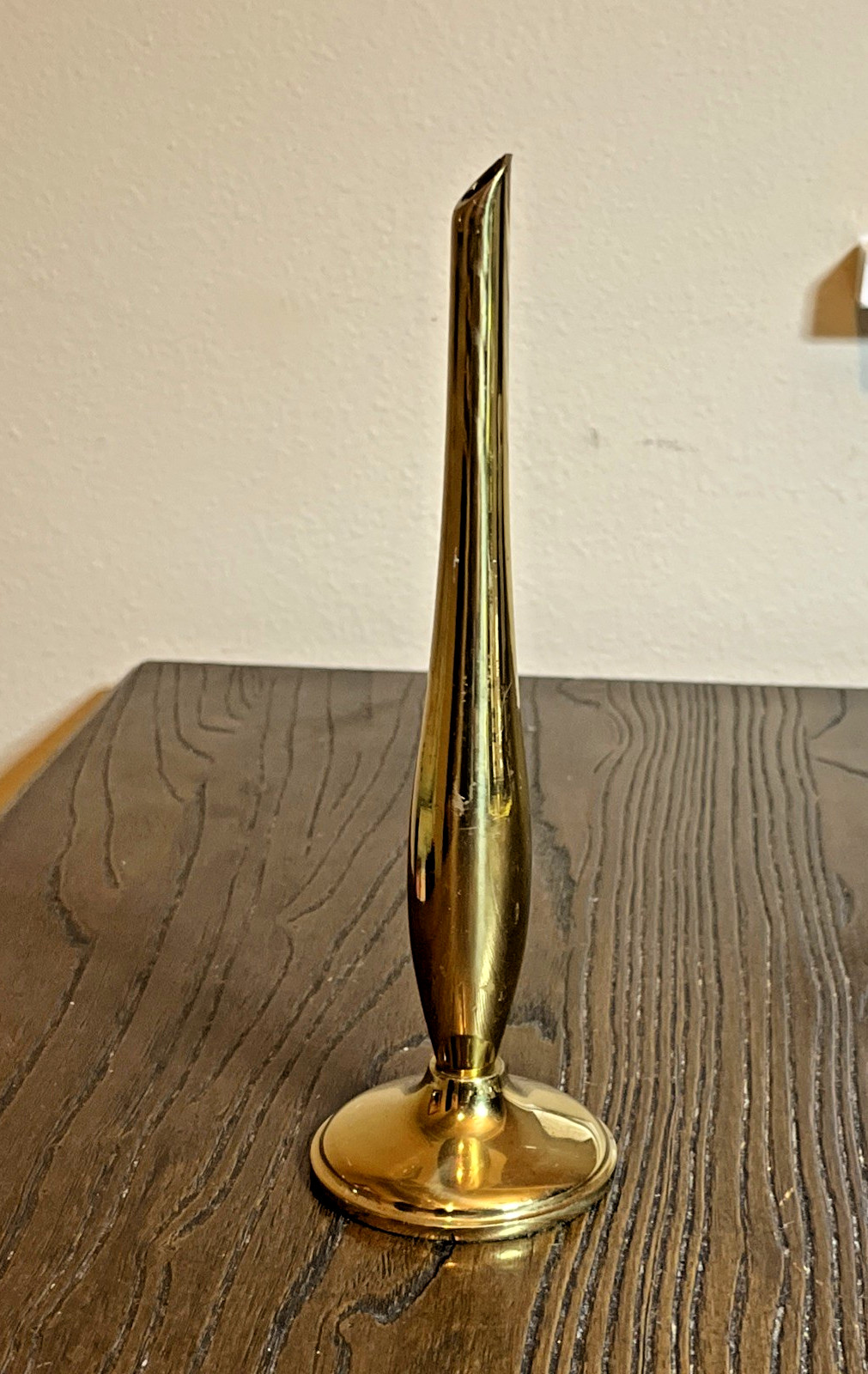 Vtg Gold Plated Flower Bud Vase Modernist 7\